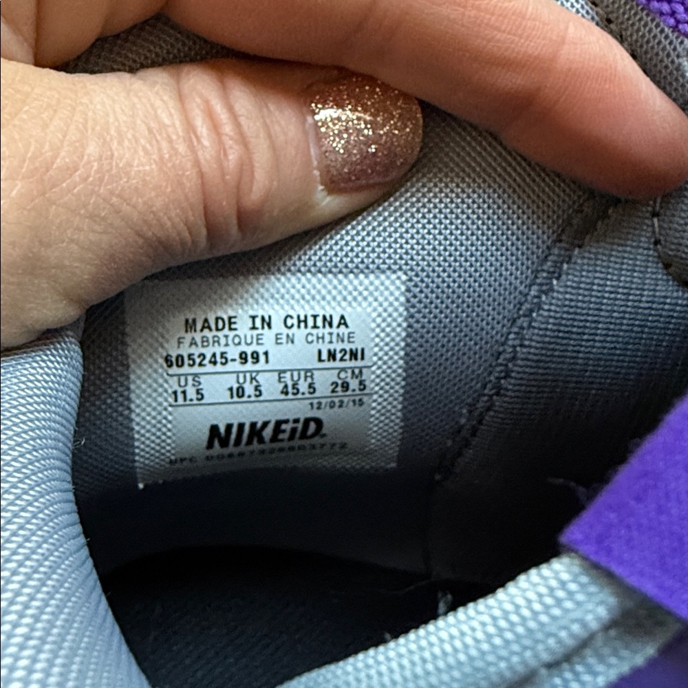 Nike Dunk High x Fragment Design Black and Purple High-Tops - Picture 5 of 6